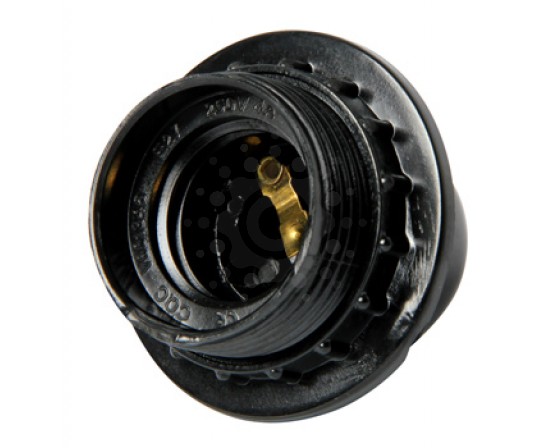 Патрон E.NEXT e.lamp socket with nut.E27.bk.black бакелитовый Е27 с гайкой, цвет черный s9100008