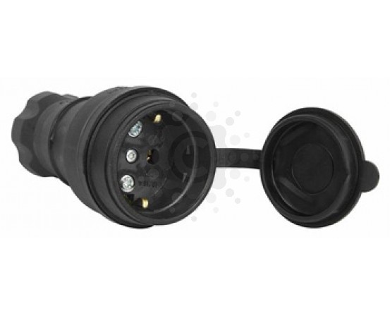 Розетка переносная с защитной крышкой каучуковая E.NEXT e.socket.rubber.029.16, с з/к, 16А s9100024