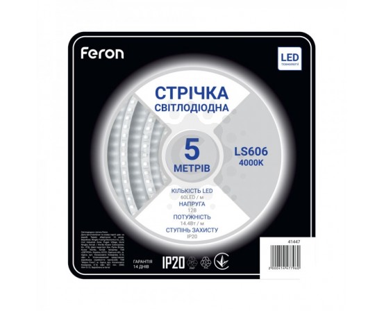 Светодиодная лента Feron SANAN LS606 60SMD/м 12V IP20 4000К 7552