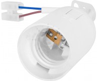 Патрон пластиковый подвесной E.NEXT e.lamp socket pendant.E27.pl.white, Е27, с кабелем 15 см и клеммной колодкой, белый