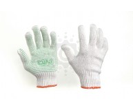 Перчатки СИЛА Х/Б с ПВХ точкой р10 (белые+зеленый ПВХ мастер) 