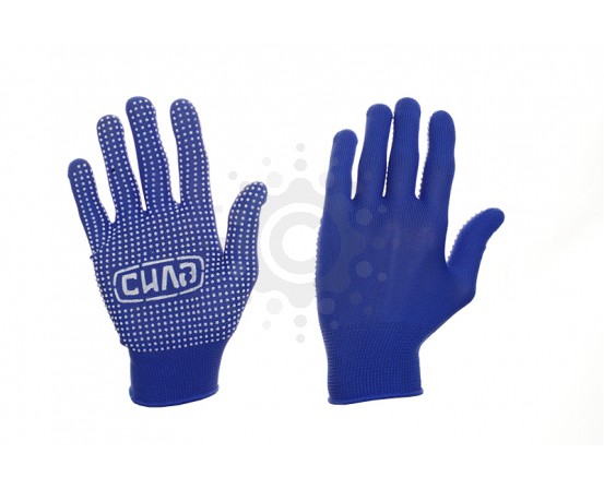 Перчатки СИЛА нейлоновые голубой с мелкой ПВХ точкой  480129