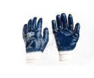 Перчатки СИЛА с нитриловым покрытием р10 (синие, манжет) 