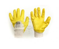 Перчатки с нитриловым покрытием р10 (желтые с хеддером) СИЛА