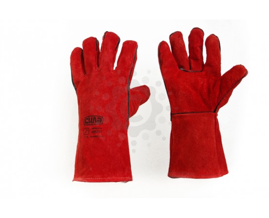 Перчатки краги сварщика р10,5 (длина 35см) (красные) СИЛА 481227