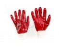 Перчатки СИЛА з ПВХ покриттям р10 (червоні манжети з хеддером) 481213