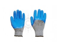 Перчатки СИЛА с вспененным латексным покрытием р10 (серый+синий) 