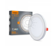 LED світильник вбудований з декоративною підсвіткою VIDEX DL4R 12W+4W 5000K+2700K 220V